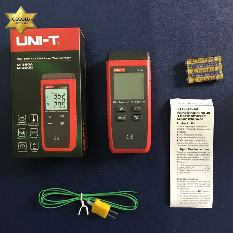 Thiết bị đo nhiệt độ tiếp xúc 1 kênh Uni-T UT320A chính hãng