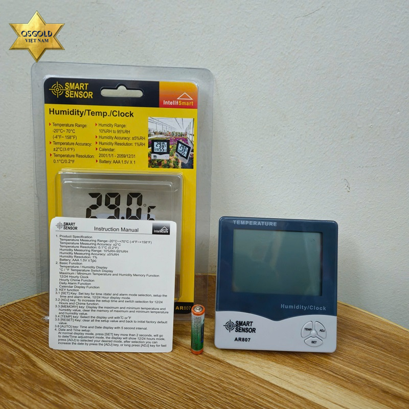 Nhiệt ẩm kế đo độ ẩm và nhiệt độ trong không khí AR807
