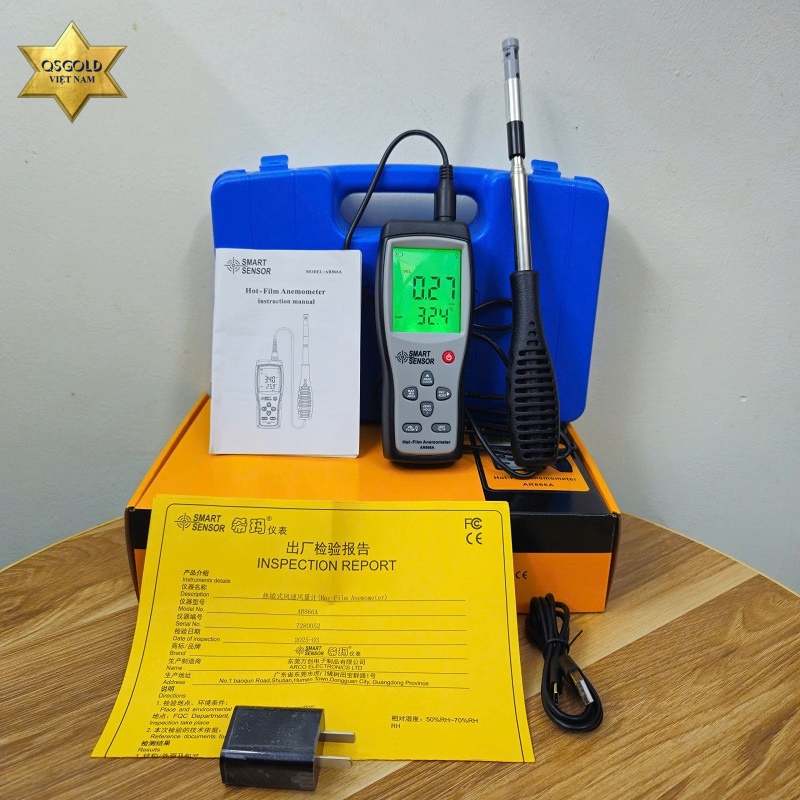 Máy đo tốc độ, lưu lượng gió đường ống Smart Sensor AR866A Chính Hãng