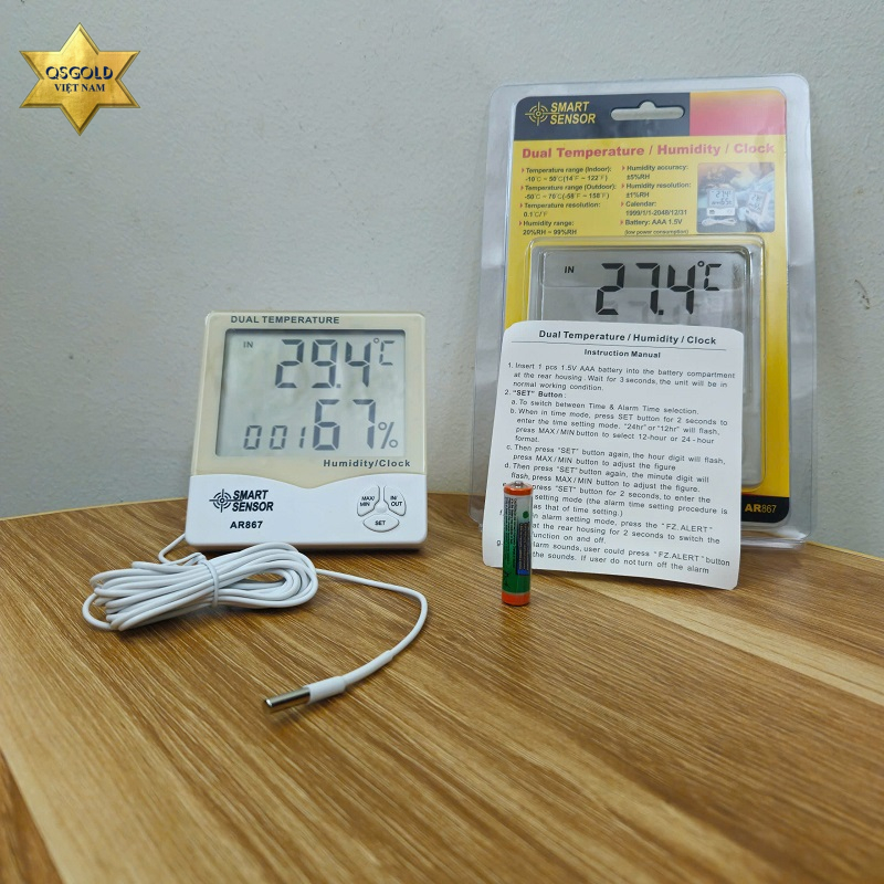 Nhiệt ẩm kế đo độ ẩm và nhiệt độ trong không khí AR867