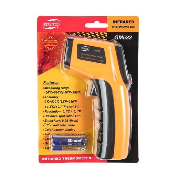 Súng đo nhiệt độ hồng ngoại Benetech GM533 (-50 đến 530℃) Chính hãng